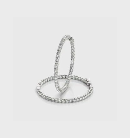 CERCHIO || 1.38Ct CZ Diamond Hoop Earrings In 925 Sterling Silver