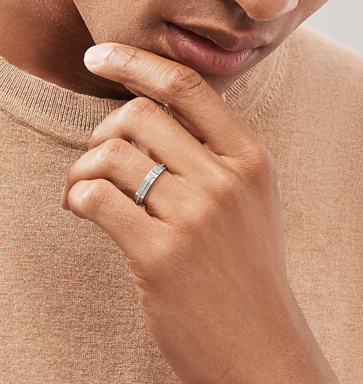 t narrow lab grown diamond ring with pave band in 14k white gold