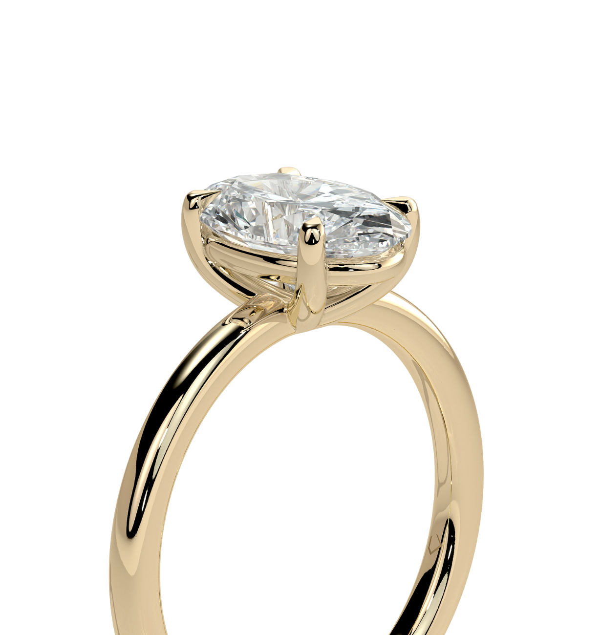 top view of alvi oval lab grown diamond engagement ring
