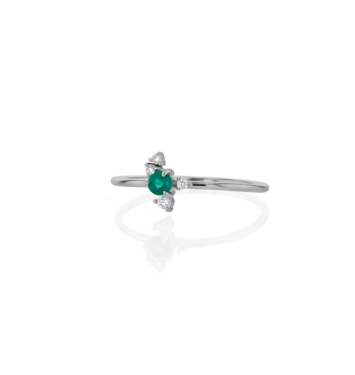 top view of emerald blossom diamond ring floral design